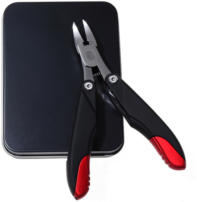 플라카 손톱깍이 발톱 접이식 니퍼 큐티클 커터 페디큐어 핸드 풋 케어 도구, RED BLACK, 1개