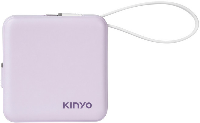 Kinyo 小方塊行動電源 5000mAh Type-C + Lightning 附Type-C充電線, KPB-2302, 紫色