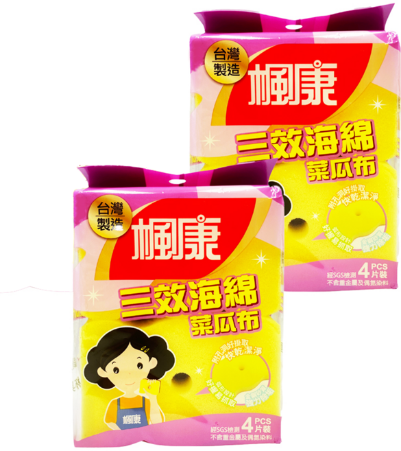 楓康 三效海綿菜瓜布, 4片, 2包