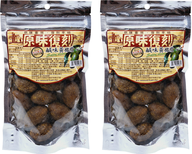 原味復刻 鹹味黃橄欖, 150g, 2包