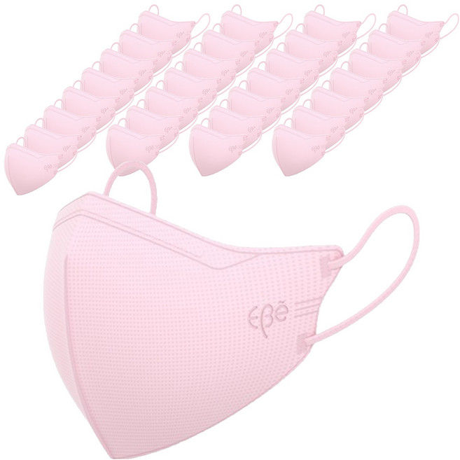 이비에 더세로 마스크 청소년 여성용 KF94 중형 + 향균파우치 세트, 연핑크, 5개, 30개입
