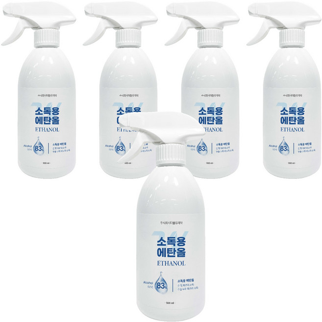 더블유제약 소독용 에탄올 스프레이, 5개, 500ml