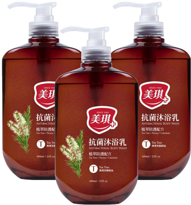 美琪 抗菌沐浴乳 茶樹, 680ml, 3瓶
