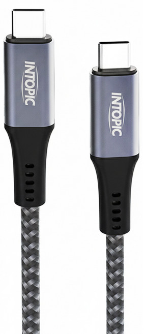 INTOPIC 廣鼎 USB 4 Type-C 極速充電傳輸線 PD240W 20Gbps, 120cm, 黑色 + 灰色, 1條
