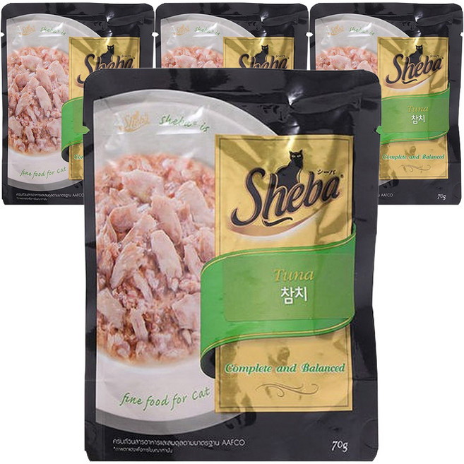 쉬바 고양이 주식 파우치, 참치, 70g, 4개