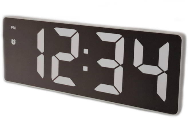 沐慕家居 LED電子時鐘鬧鐘 ABS塑料 尺寸15.5x2x6cm 使用4號電池, 黑色