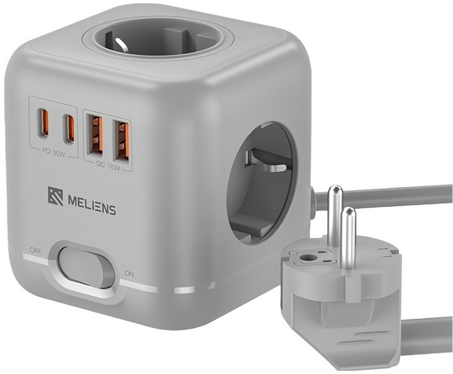 멜리언스 USB C타입 4구 4000W 고용량 PD 30W 고속 가정용 큐브 멀티탭 ML-OLC01, 1개