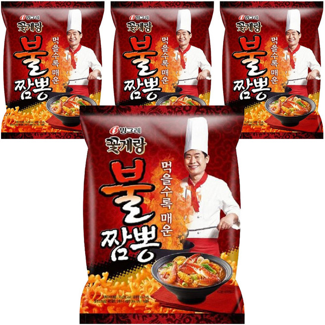 빙그레 꽃게랑 불짬뽕, 70g, 4개