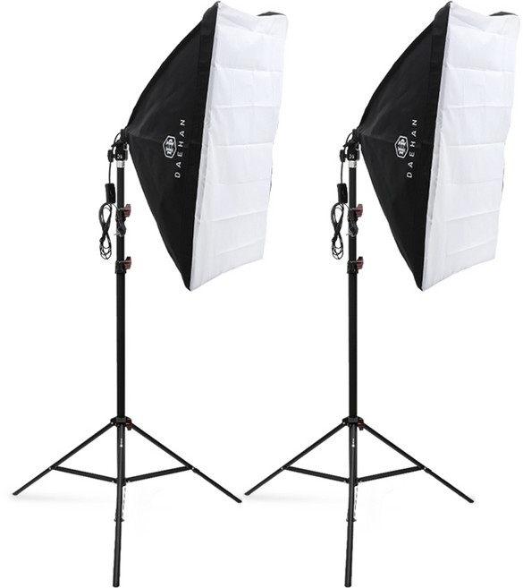 대한 제품 사진 촬영 스튜디오 지속광 LED 50W 조명 전구 + 1구 헤드 소프트박스 + 슈퍼 스탠드 삼각대 세트, DHSTL-01, 2세트