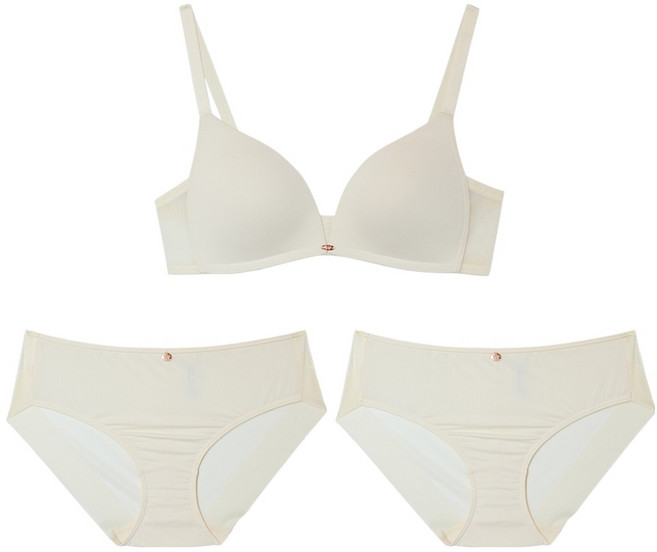 원더브라 스킨팔레트 V넥 노와이어 브라1+팬티2 세트 WIZ021