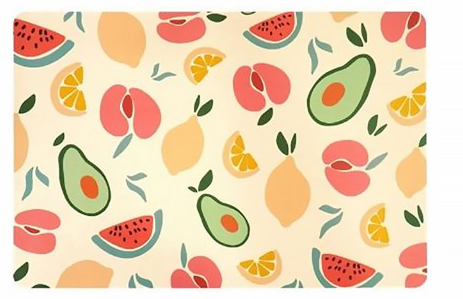 北歐風皮革防水餐桌墊 2入組, 46 x 31cm, 繽紛水果, 1組