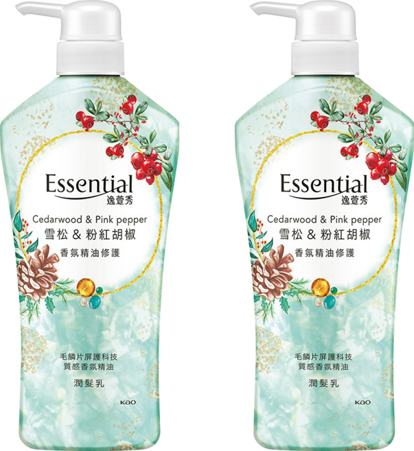 Essential 逸萱秀 雪松+粉紅胡椒香氛精油修護潤髮乳, 700ml, 2瓶