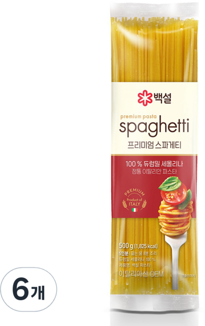 백설 스파게티면, 500g, 6개