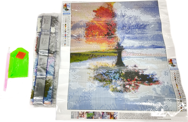 創彩 鑽石貼畫 40 x 30cm 春夏秋冬 DIY手工藝 居家裝飾, 1個