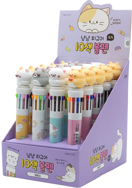 핑크풋 2000냥냥 피규어 10색 볼펜 4종 x 5p 세트 0.5mm, 혼합색상, 1세트