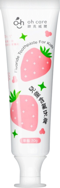 oh care 歐克威爾 兒童含氟牙膏 草莓, 70g, 1條