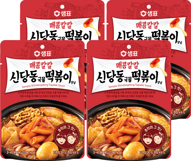 샘표 매콤칼칼 신당동 국물 떡볶이 양념, 180g, 4개