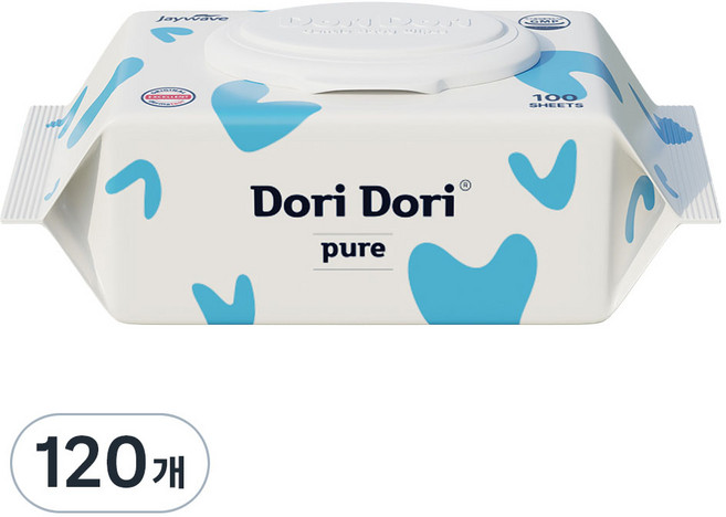 도리도리 퓨어 아기물티슈 캡형, 40g, 100매, 120개