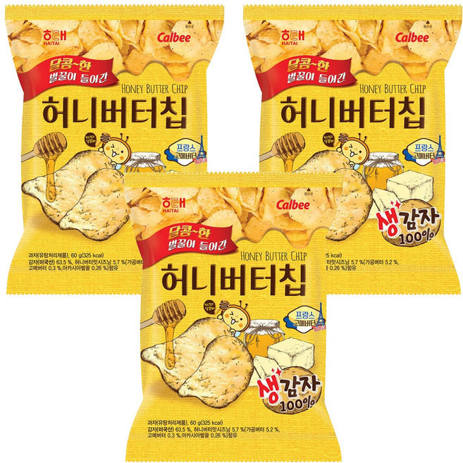 해태 허니버터칩, 60g, 3개