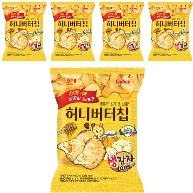 해태 허니버터칩, 60g, 5개