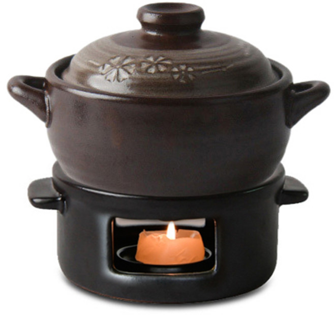 국내산 보령 숨쉬는 황토 뚝배기 + 워머 세트, 뚝배기(13.4 x 10.5 cm), 워머(13.3 x 6.3 cm), 1세트