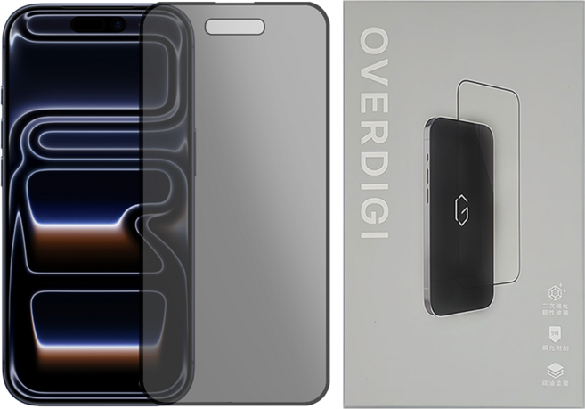 OVERDIGI 滿版玻璃保護貼 iPhone 17 Pro 防窺 9H 1入