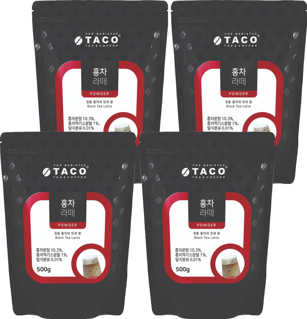 타코 홍차라떼 파우더 파우치, 500g, 1개입, 4개