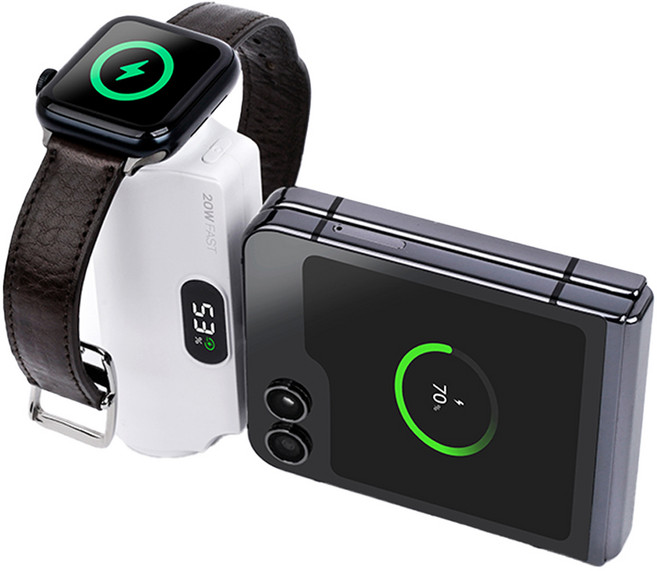 스마텍 워치 충전 + PD 20W 도킹형 멀티 보조배터리 5000mAh C타입, STPB-DBW50 C, 화이트