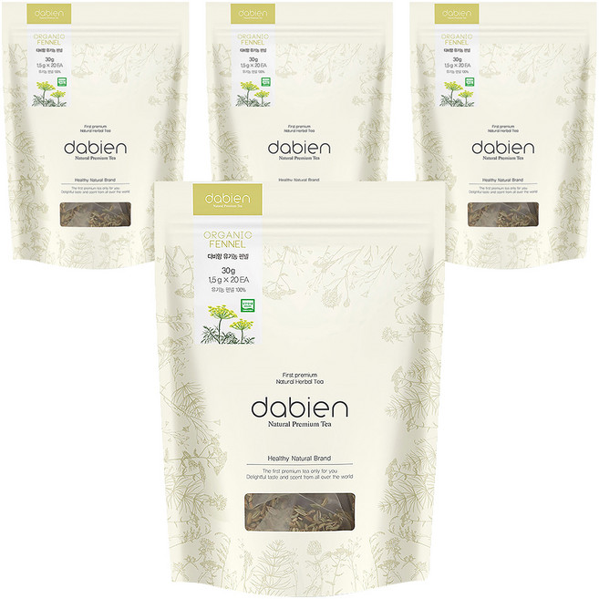 다비앙 유기농 펜넬차 티백, 1.5g, 20개입, 4개
