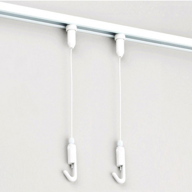 철물백화점 액자걸이 레일형 1m 2p + 레일 1m 세트, 화이트, 1세트