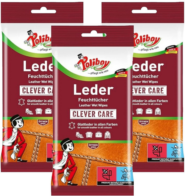 폴리보이 가죽 클리닝 케어 티슈 20p, 3개
