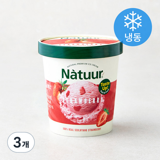 롯데웰푸드 나뚜루 스트로베리 아이스크림 (냉동), 474ml, 1개입, 3개