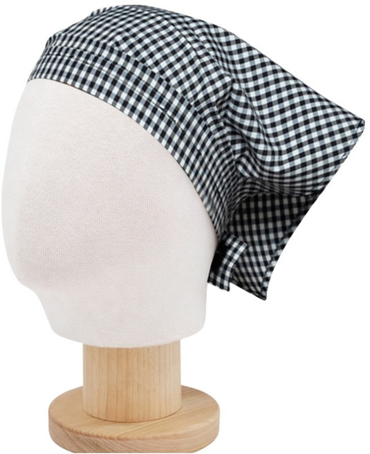 바른리빙 벨크로 주방 위생 머리두건, 체크블랙, 1개