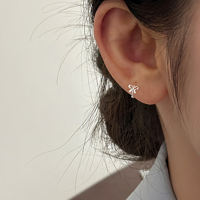 젤루나 여성용 초미니 리본 원터치 링 귀걸이 P-294