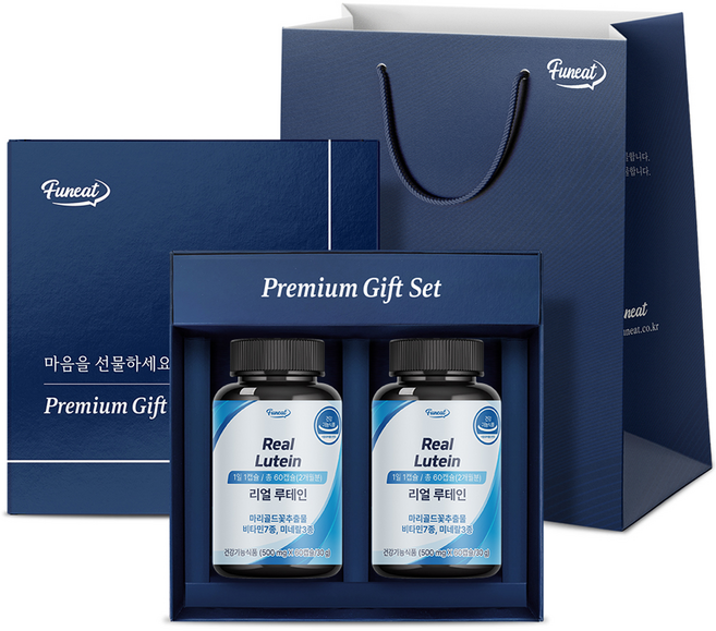 Funeat Real葉黃素膠囊禮盒+購物袋, 120顆, 1組