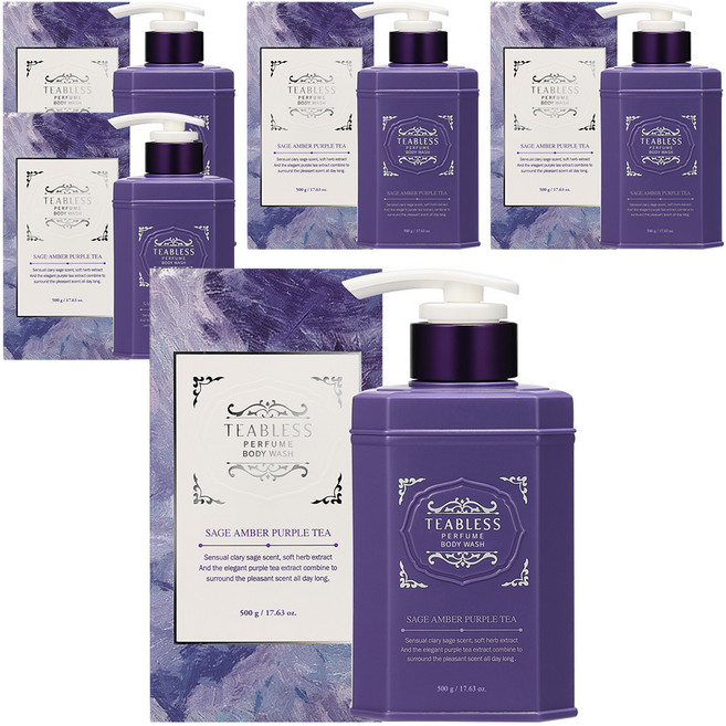 티블레스 퍼퓸 바디워시 세이지 앰버 퍼플티, 500g, 5개