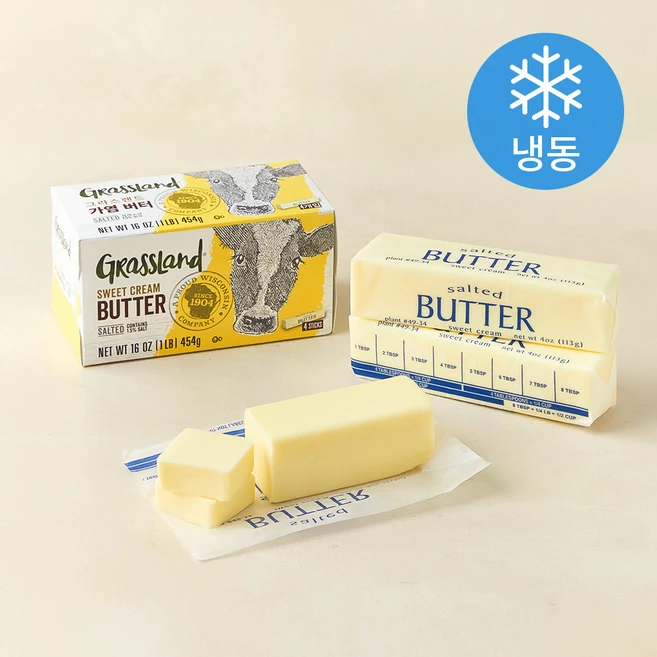 그라스랜드 가염버터 4개입 (냉동), 454g, 1개 - 쿠팡