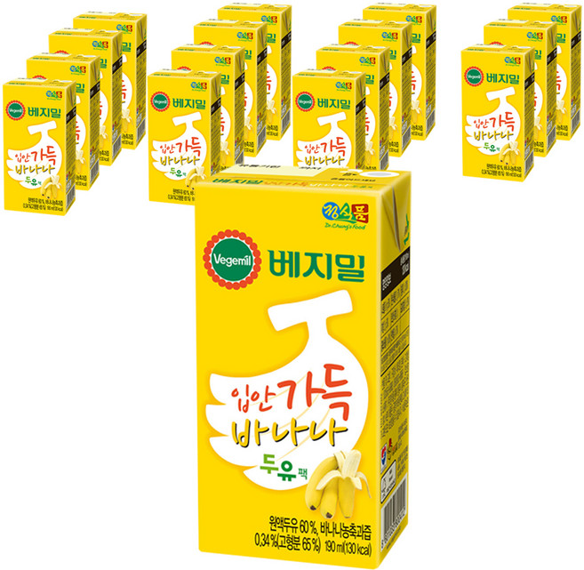 베지밀 입안가득 바나나 두유, 190ml, 16개