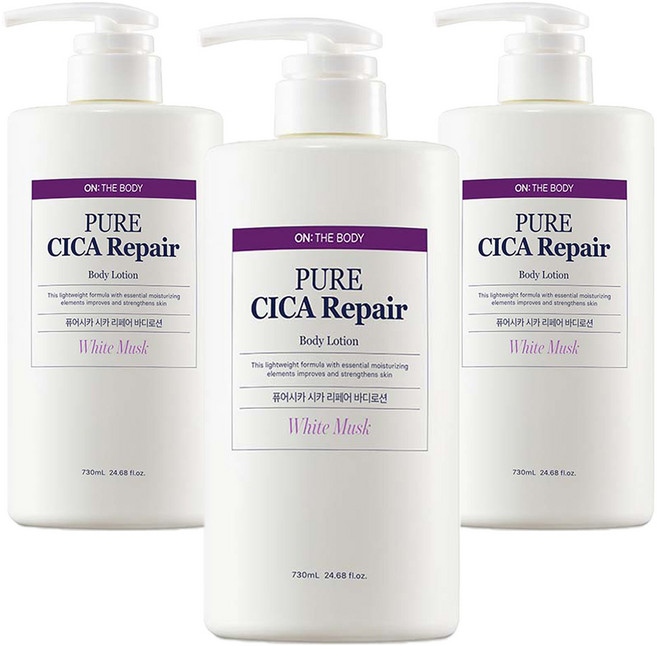 온더바디 퓨어시카 바디로션 화이트머스크향, 730ml, 3개
