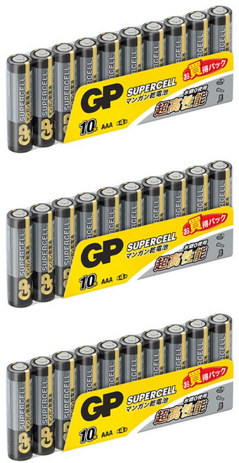 GP Batteries 超霸 AAA 超級碳鋅電池, 10顆, 3組