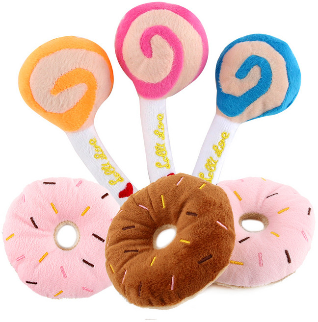 도그아이 강아지 봉제사탕 3p + 봉제도넛 3p 장난감, 랜덤 발송, 1세트