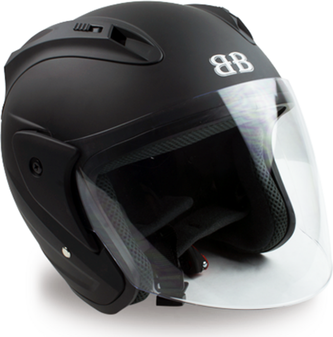 벤시 오픈페이스 오토바이 헬멧 투명실드 Y-1, 무광블랙