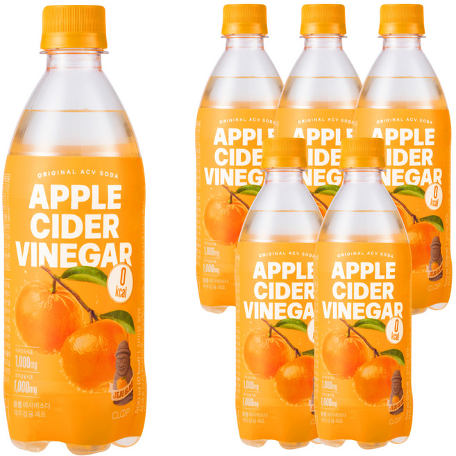 클룹 애사비소다 제주감귤 제로 탄산음료, 500ml, 6개