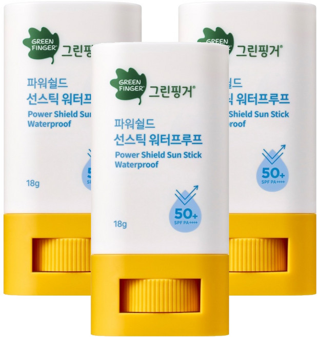 그린핑거 유아용 파워쉴드 선스틱 워터프루프 SPF50+ PA++++, 18g, 3개