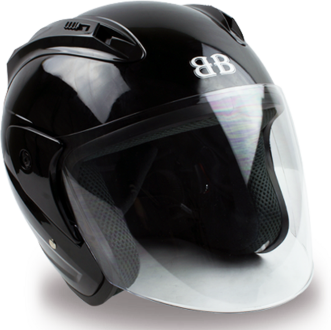 벤시 오픈페이스 오토바이 헬멧 투명실드 Y-1, 유광블랙