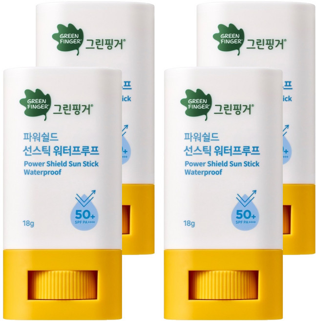 그린핑거 유아용 파워쉴드 선스틱 워터프루프 SPF50+ PA++++, 18g, 4개