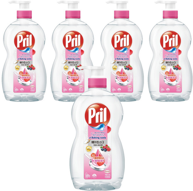 프릴 시크릿오브 베이킹소다 주방세제 와일드베리향, 700ml, 5개