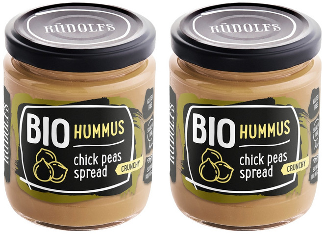 RUDOLFS 유기농 후무스 병아리콩 스프레드, 230g, 2개