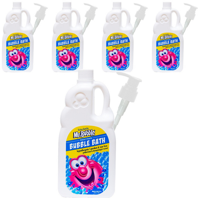 미스터버블 엑스트라젠틀 버블바스 유아 거품목욕제 무향 + 펌프, 1.06L, 5개