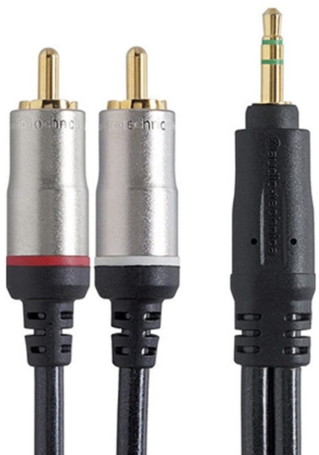 audio-technica 鐵三角 3.5mm立體公插頭 雙RCA公插頭 音源轉接線 原廠保固 1.5m, AT561A, 1條